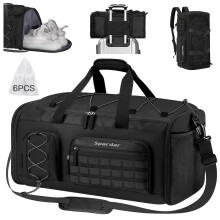 3 in 1 Gym Bag, 35L Large Capacity for Men and Women with 6 Shoe Pockets and Wet and Dry Pockets, Waterproof Duffle Bag with Shoe Compartment for Fitn