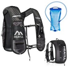 Running Vest with 1L Water Bladder Women Men, Lightweight & Breathable Running Backpack with Reflective Strips and 9 Functional Pockets (Phone Holder)