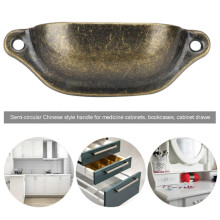 Antique Pull Shell Handle Semicircular Chinese Style Furniture Pulls for Medicine Chest Bookcase Cabinet Drawer(Green Bronze )
