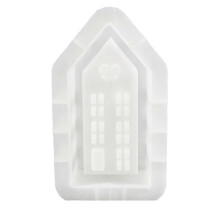 House Candle Holder Silicone Mold DIY Handmade Window Houses Plaster Concrete Resin Candlestick Craft Casting Molds M