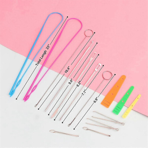 14PCS Drawstring Threader, Loop Turner Sewing Tool with Flexible Hoodie String Threader, Easy Draws 2