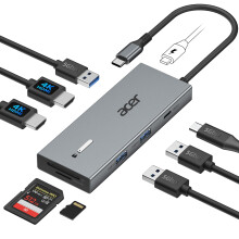 acer USB C Docking Station Dual HDMI, 9IN1 USB C Hub to HDMI 4K@60Hz, 3*USB-A, 1*Type-C 5Gbps, 100W PD, SD/TF Card Reader, Multiport for 2 Monitors,