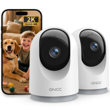 GNCC 2K Indoor Security Cameras for Pet Dog with App, 2-Pack CCTV Cameras House Security WiFi, Night Vision, Motion Detection, 2-Way Audio, Cloud/SD S