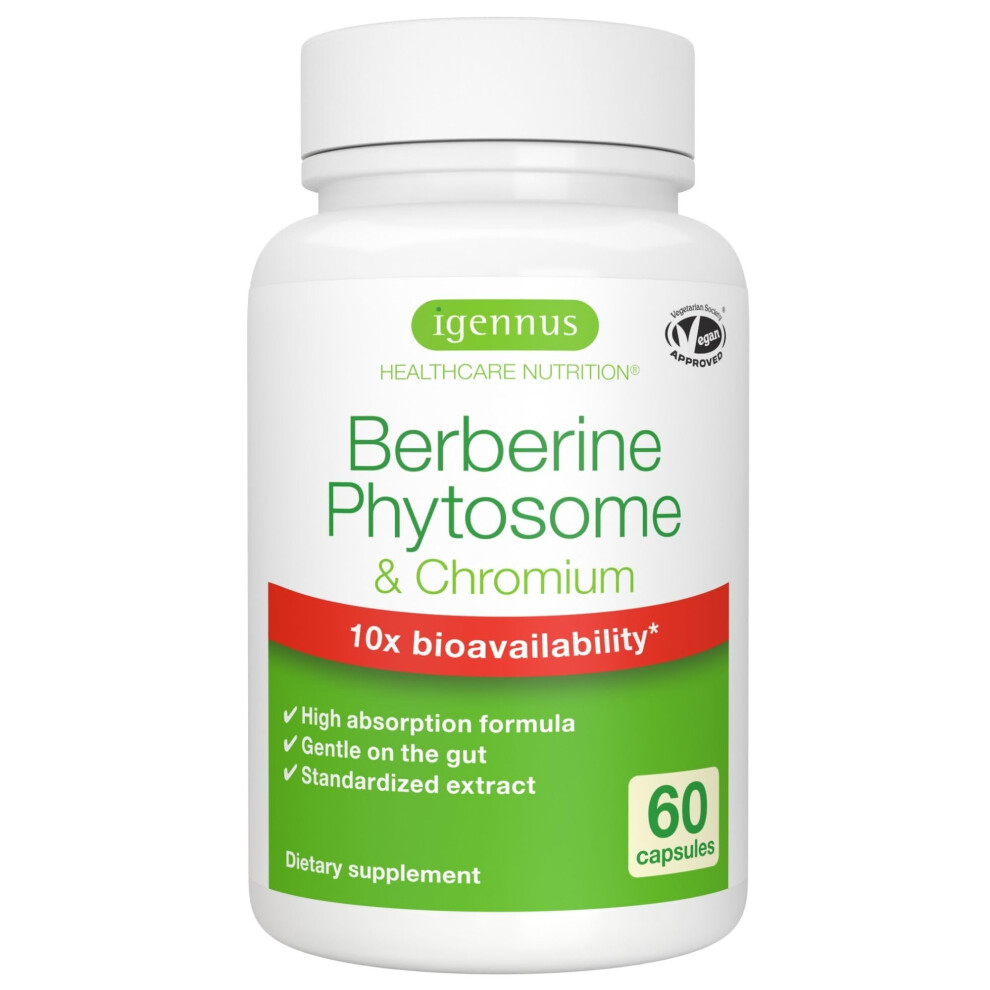 Igennus Healthcare Nutrition Igennus Advanced Berberine Phytosome 550Mg & Chromium Picolinate,10X Absorption, Super Bioavailable, Blood Glucose & Metabolic Support, Standardised