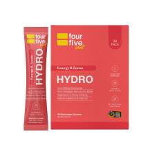 fourfive Hydration Sachets (Energy & Focus) - Hydro Electrolytes Powder with Natural Caffeine & Lion's Mane, Boost Daily Stamina - Red Berry, 30 Sache