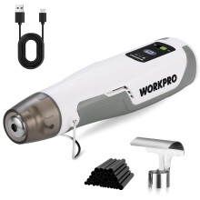 WORKPRO Mini Heat Gun, 8 V Cordless Hot Air Gun with Reflector Nozzle and 50 pc Heat Shrink Tubes, 3 Temp Settings for Crafts, Paint Stripping, Shrink