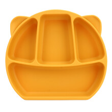 Piatto per neonati con ventosa e scomparti, in silicone alimentare, con design antiscivolo a ventosa per un'alimentazione autonoma.