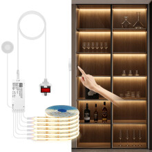 tlinkosta Cabinet Light COB LED Strip Lights 6-in-1 Dimmable Touch Control for Display Cabinets, Wardrobes, Kitchen, Wine Cabinets, Showcase & Shelf L