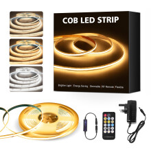 CCT COB LED Strip Lights 5M, 560LEDs/M,16.4Ft Dimmable 2700K-6500K 24V Tunable White LED Light Strip Kit, High Density CRI 90+ LED Strips with Remote