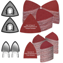 184 PCS Multi Tool Sanding Pad Kit, 2Pcs 3-1/2 Inch Triangle Sanding Pads, 2Pcs Fingertip Sand Pad 180Pcs Sandpaper, 3Pcs Adapters, Multi Tool Blade C