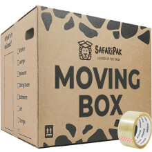 SAFARIPAK - 10 Pack Strong Extra Large Reusable Cardboard Storage Packing Moving House Boxes 52cm x 52cm x 40cm with Carry Handles and Room List Check