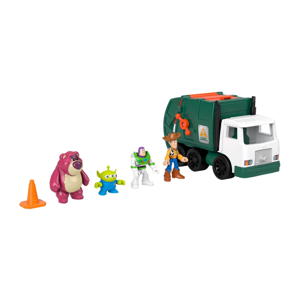 Fisher-Price Imaginext Disney And Pixar Toy Story Garbage Truck With 3-Inch Buzz Lightyear, Woody & Lotso Action Figures, Alien Friend & Toy Vehicle,