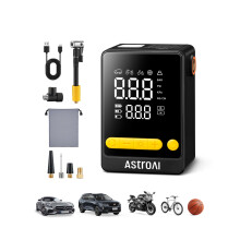 AstroAI Car Tyre Inflator Air Compressor + Electric Bike Pump, 2x Faster Cordless Tyre Pump 150PSI for Car, Motorcycle, Bike, with Pressure Gauge Digi