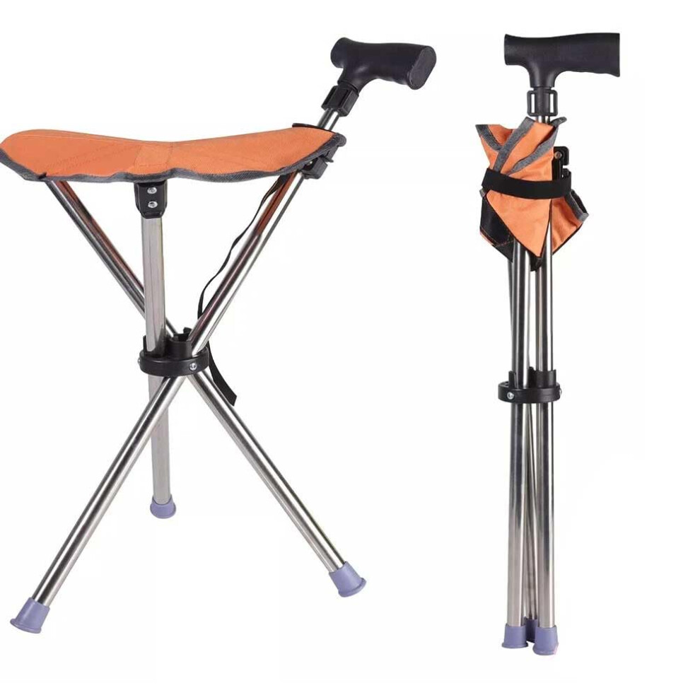 Blendra Walking Stick With Seat, Foldable Cane For Seniors, Travel Lightweight, Load 200Kg, Aluminium, Height Maximum 90Cm Adjustable