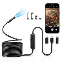 Vorth Endoscope Inspection Camera, 1920P HD Borescope with 8 LED Lights, 5M Semi-Rigid Snake Inspection camera, IP67 Waterproof Drain Pipe Borescope M