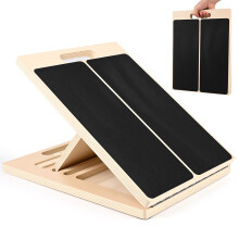 Gaethra Professional Wooden Slant Board, 5 Adjustable Stretch and Mobility Board Non-Slip Calf Stretcher with Portable Handle for Achilles, Ankle, Kne