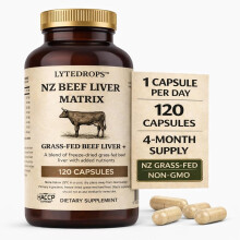 NZ Beef Liver Matrix – Grass Fed Beef Liver Capsules - 1 Capsule Dose (not 4-6) Includes Bio Available B12, and Amplified Ingredients