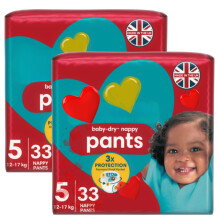 Nappies Bundle with 2 Packs of Baby-Dry Nappy Pants, Size 5 (12-17kg), Disposable Diapers for Toddlers, All-Day Comfort, Overnight Leak Protection & G