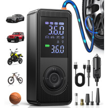 Fshyos Tyre Inflator Air Compressor 150PSI Portable Car Cordless Rechargeable Tyre Pump with Pressure Gauge,12V DC Electric Car Air Pump Auto Shutoff