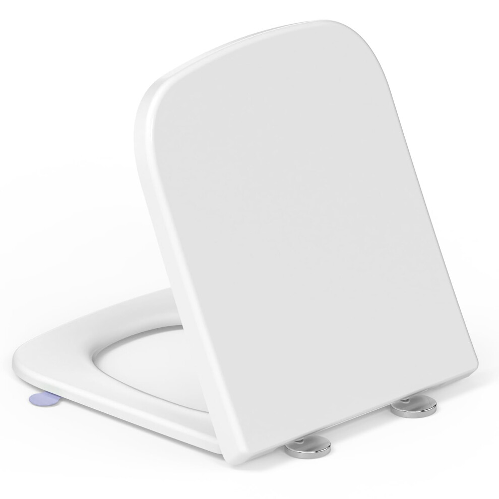 Square Toilet Seat Soft Close, Yeaupe Pro White Quick Release Urea-Formaldehyde Universal Fit Loo Seats,Easy To Clean,Adjustable Hinges For Most Stand 6977279972137