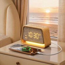 blonbar Alarm Clock, 3 in 1 Alarm clock with Night Light, Sleep Aid with 10 White Noise & 10 Natural Sounds, 3-Level Dimmable Bedside Lamp for Bedroom