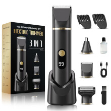 Beard Trimmer Men, 3-in-1 Electric Razor & Shaver for Face, Body & Nose, Cordless Mens Grooming Kit with Charging Dock, IPX7 Waterproof Wet & Dry Hair
