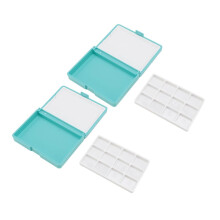 2 Pack Portable Watercolor Boxes, Detachable, Easy to Clean, Compact, Mini Watercolor Palette for Beginner Artists, Blue Box, 12 Compartments