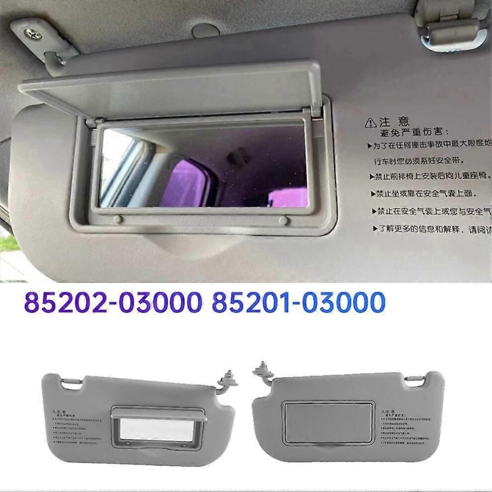 1Pair Car Sun Visors Shades With Vanity Mirror 85202-03000 8520103000 For Kia Sportage 2004-2010 Sunvisor Makeup Grey 9319739851458