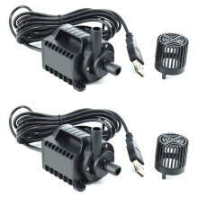 2X 5V Dränkbar Vattenpump 0-600L/H Liten Fontänpump 8 Nivåer Justerbar med 0-7,2 Fot Lyft USB-Laddning för Pool