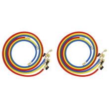 2pcs 1.6M Refrigerant A/C Charging Hoses with  Valves HVAC 1/4In SAE for R134A R12 Coolant Adding and Air Condition