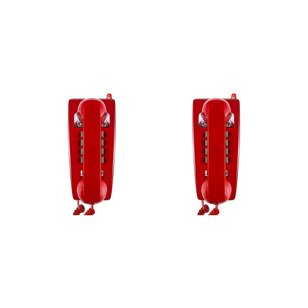 2X Wall Phones For Landline With Mechanical Ringing, Single 2554 Wall Telephone With Voicemail Indicator, Red 6034163707487