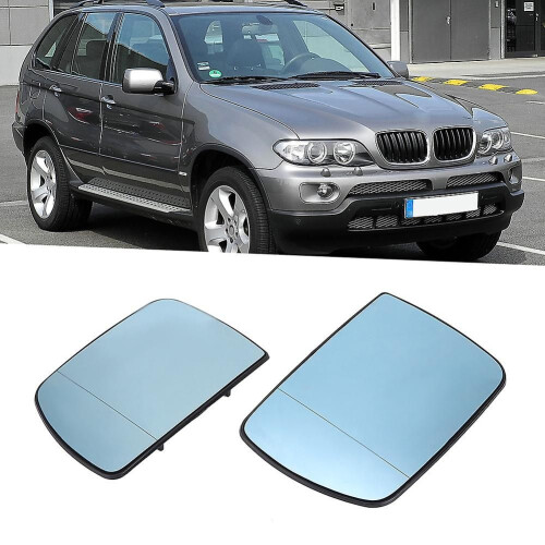 Car Left/Right Side Rearview Mirror Blue Heated Glass For E53 X5 99-06 2