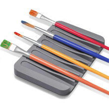 2 Pcs Paint Brush Holder with 8 Slots, Washable Silicone Brush Rinse Cleaner, Paintbrush Organizer