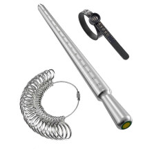 Ring Sizer Measuring Tool Set with Magnifying Glass, Integrated Conical Solid Ring Mandrel Sizer Too