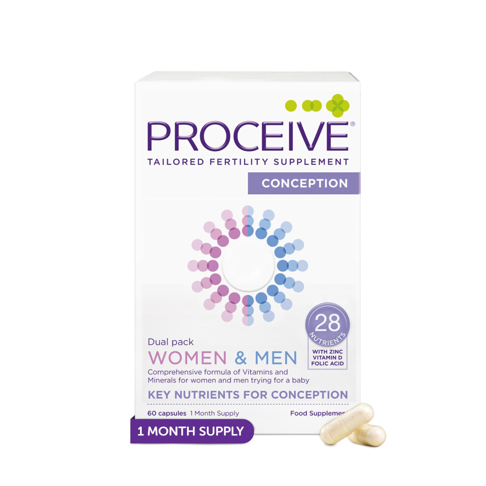Proceive Women & Men Dual Pack Fertility Supplements For Conception - Vitamins & Minerals For Couples Trying To Conceive - Zinc, Vitamin D,