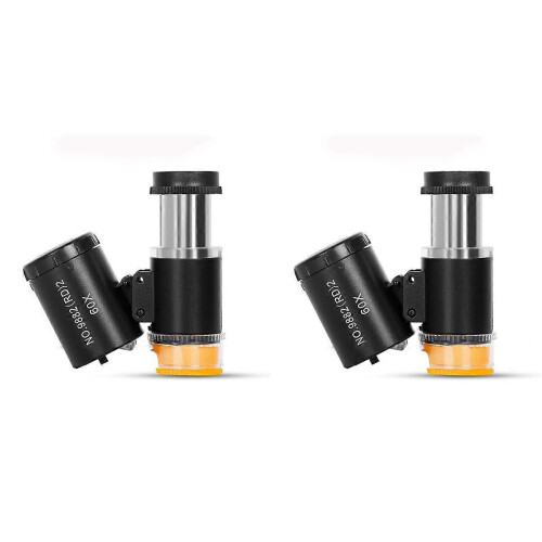 Mini microscopio tascabile 60X con lente d'ingrandimento per gioiellieri e luce LED UV - A
