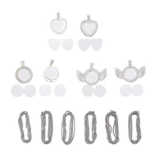 Sublimation Rhinestone Trays Pendant Set, Mixed Style