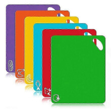6 Pcs Extra-Thick Non-Slip Plastic Cutting Boards with Food Icons