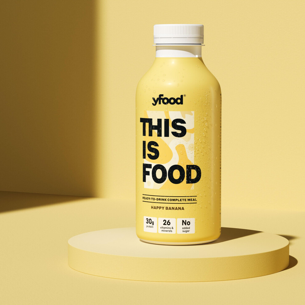 Yfood Happy Banana, Tasty Meal Replacement, This Is Food Drink, 30 G Of Protein, 26 Vitamins And Mineral (12 X 500Ml)