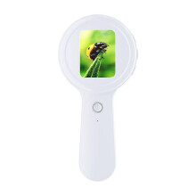 Handheld Mini Digital Magnifier Microscope 200X Zoom Anti-Shake Electronic Magnifying Glass with 16 LEDs 2inch IPS White