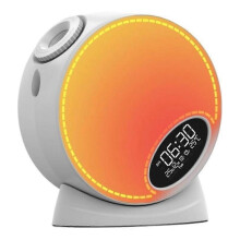 Dynamic Star Projector Night Light Clock Adjustable Ambient Light with 13 Film Reels Music for Cozy Atmosphere
