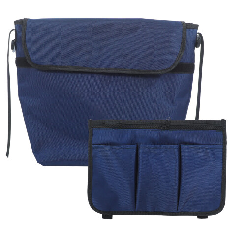 2Pcs Dark Blue Wheelchair Carry Bag with Multiple Pockets Polyester