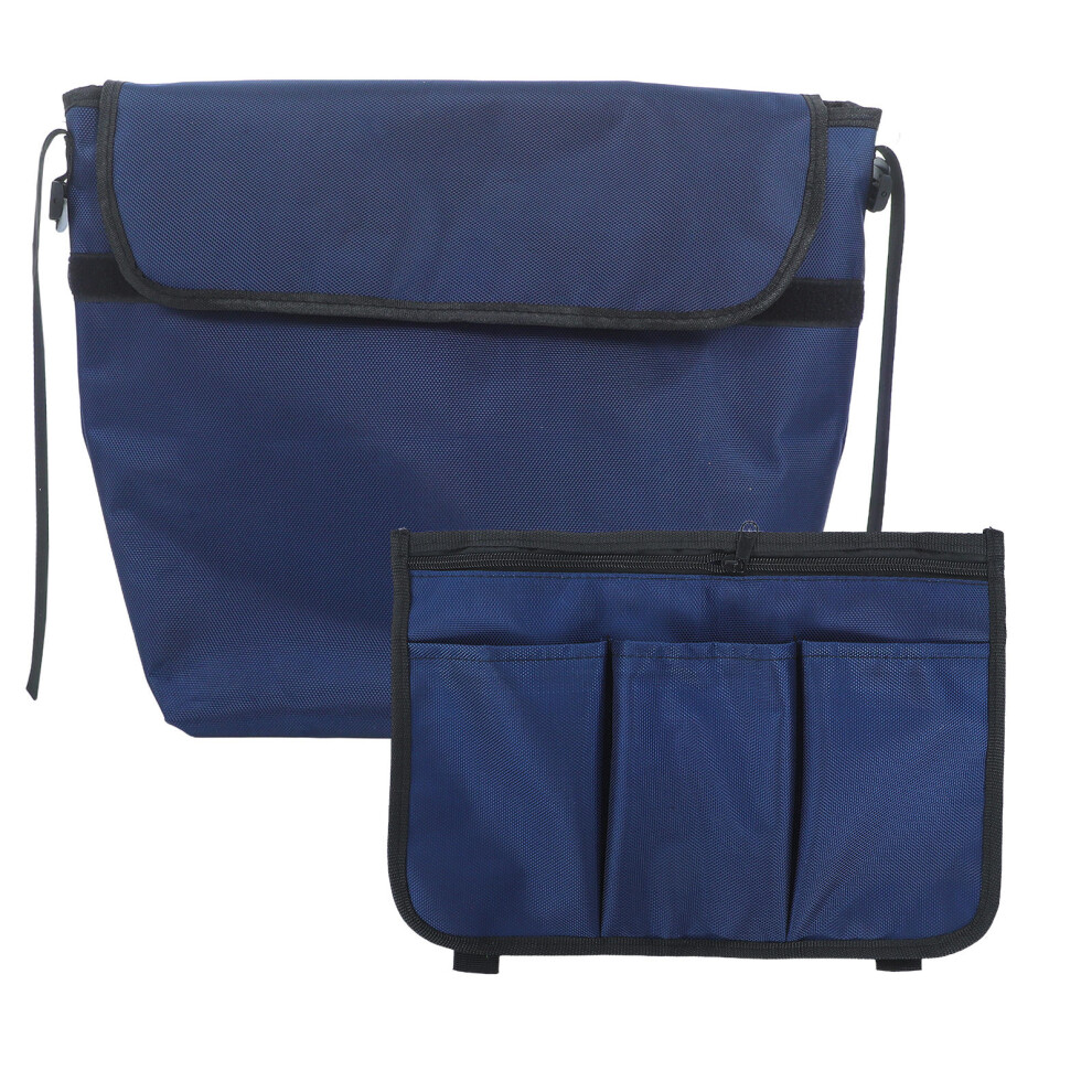 Happyyami Dark/Blue 2Pcs Wheelchair Carry Bag With Multiple Pockets Polyester