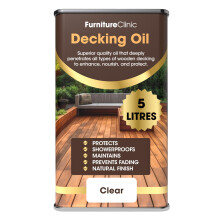 Furniture Clinic Decking Oil 5L - Enhance & Nourish Wood - Clear Protection Treatment for Wooden Deck - Outdoor Sealer