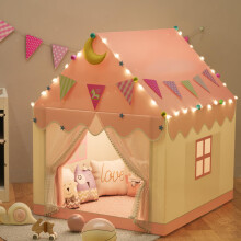 Kids Tent - 2 In 1 Kids Play Tent Children's Playhouse Indoor with Star Lights,Large Play Tent for House Outdoor Playground Children's Birthday Presen