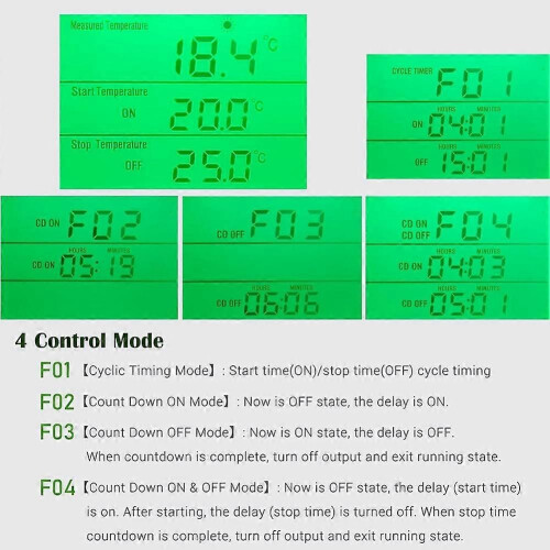 Digital Temperature Controller, Backlit LCD Screen Thermostat Heating Cooling Outlet Plug for Reptile Incubator US Plug 1