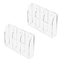 2X Klare Acryl Fernbedienung Halter Wandhalterung Medien Organizer Aufbewahrungsbox (Drei Faecher)