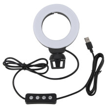 Mini anello luminoso a LED da 4 pollici, luce di riempimento morbida per bellezza con clip, compatibile