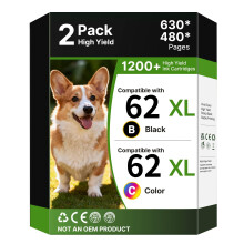 62 XL 62XL Ink Cartridges Black and Colour Replacement for HP 62 62XL Ink Cartridges Twin Pack for HP ENVY 5540 5546 5544 5644 5640 5646 5541 5542 554