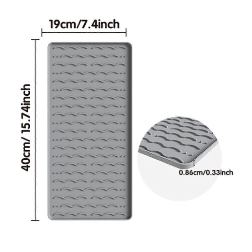 Silicone Coffee Mat with Detachable Dish Drying Mat Easy Clean Black 1